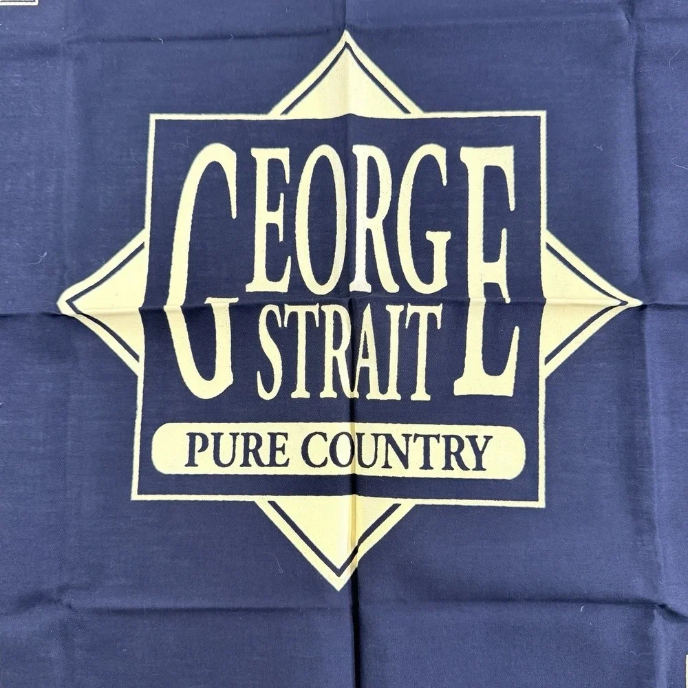 Vintage George Strait Country Music Pure Country Black Bandana Scarf 21